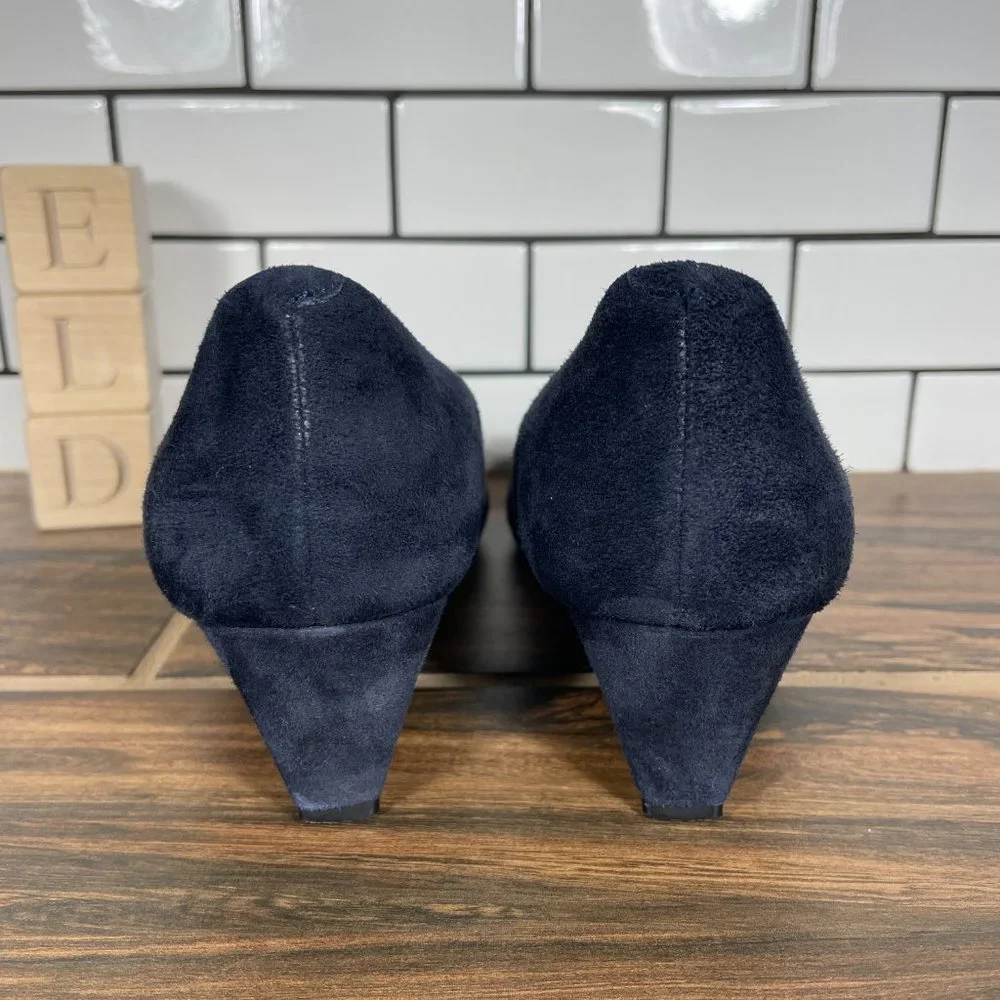 Talbots Women's Size 6.5 Shoes Blue Suede Slip On Comfort Wedge Pump